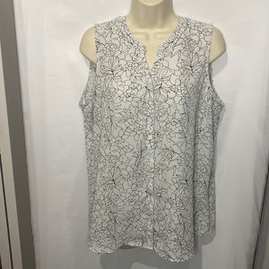 APT 9 Black & White Flower Blouse